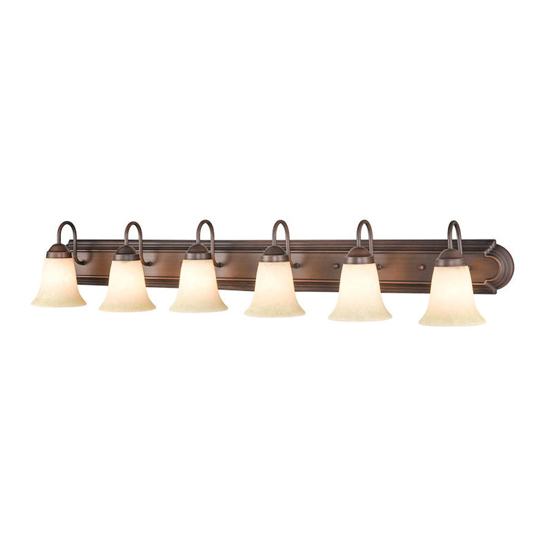 Millennium Lighting 6 Light Vanity Light, Bronze/Turinian Scavo