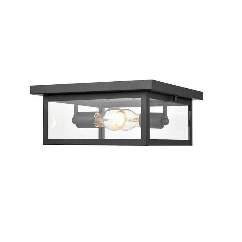 Millennium Lighting Evanton 2 Lt Outdoor Flush Mount, Black/Seeded