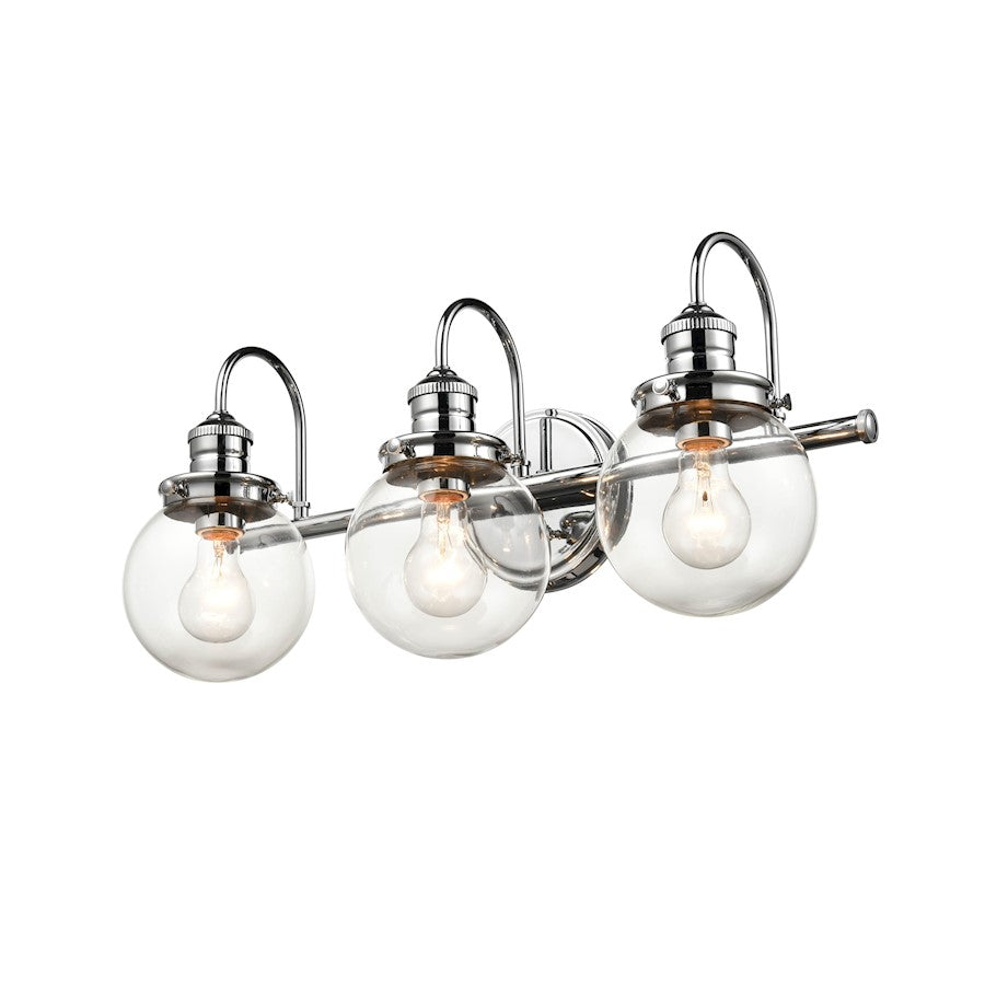 Millennium Lighting Ella 3 Light Vanity, Chrome/Clear - 4223-CH