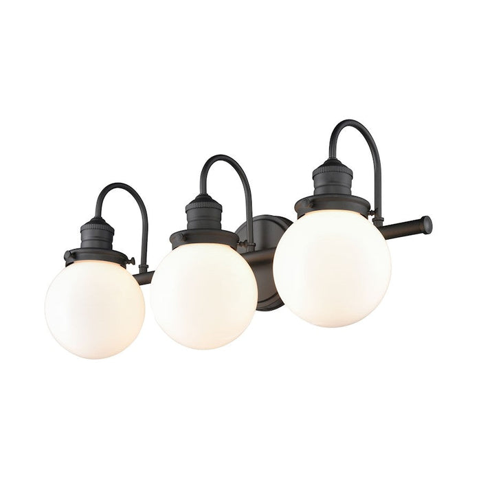 Millennium Lighting Ella 3 Light Vanity, Matte Black/Frosted White - 4223-MB