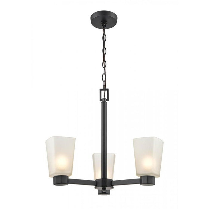 Millennium Coley 3 Light 17.5" Chandelier, Matte Black/Frosted - 4263-MB