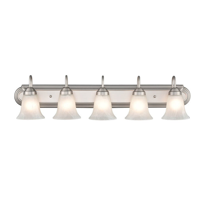 Millennium Lighting 5 Light Vanity Light, Satin Nickel/Faux Alabaster - 4285-SN