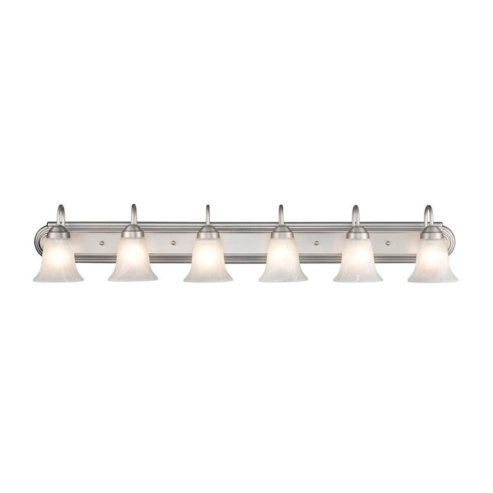 Millennium Lighting 6 Light Vanity Light, Satin Nickel/Faux Alabaster - 4286-SN