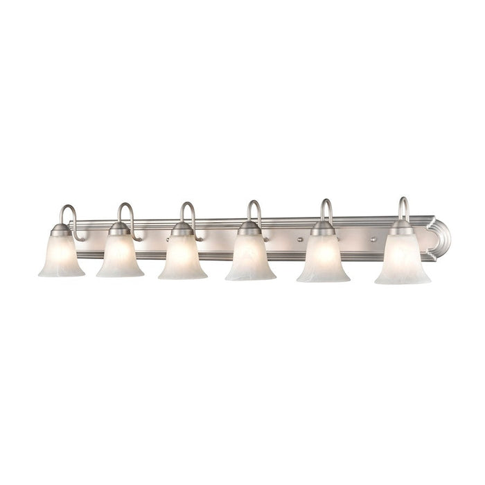 Millennium Lighting 6 Light Vanity Light, Satin Nickel/Faux Alabaster