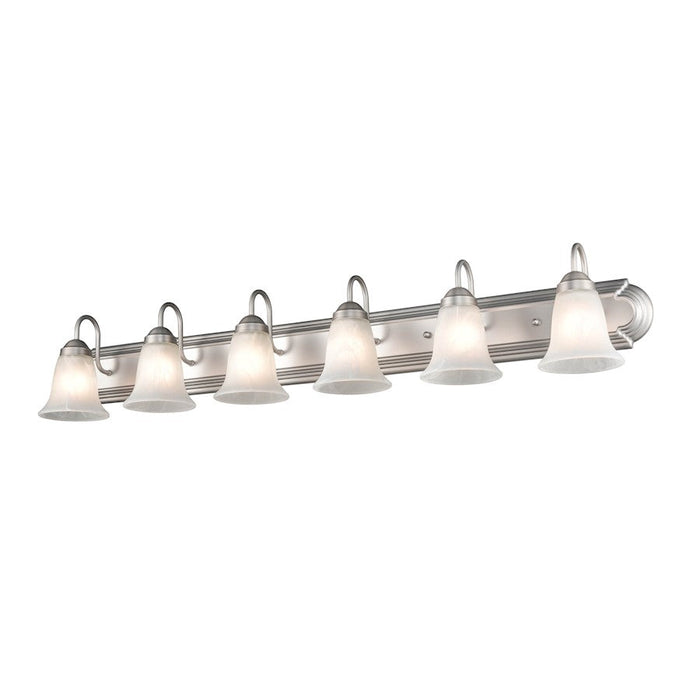 Millennium Lighting 6 Light Vanity Light, Satin Nickel/Faux Alabaster