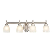 Millennium Lighting 4 Light Vanity Light, Satin Nickel/Faux Alabaster - 4304-SN