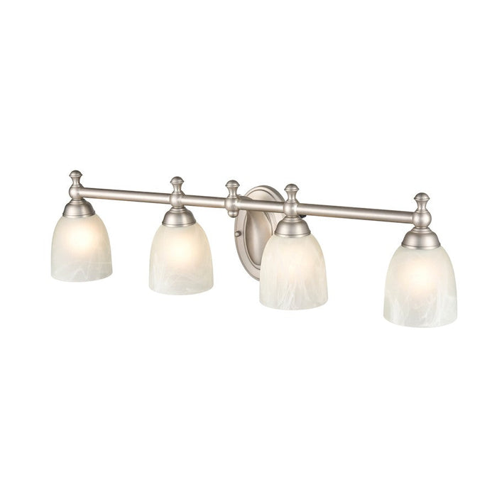 Millennium Lighting 4 Light Vanity Light, Satin Nickel/Faux Alabaster