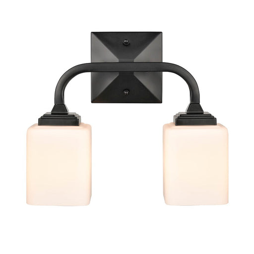 Millennium Lighting Eddison 2 Light Vanity, Matte Black/Frosted Opal - 4322-MB