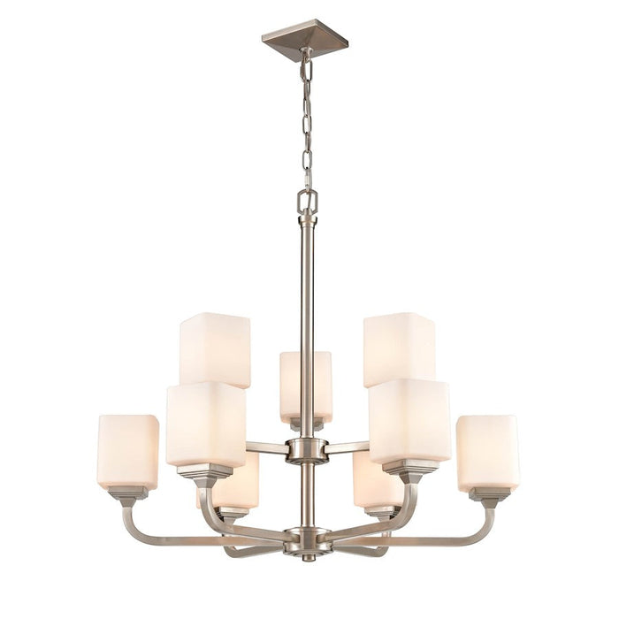 Millennium Lighting Eddison Chandelier, Frosted Opal