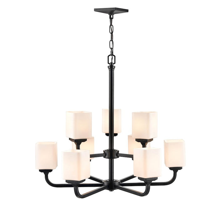 Millennium Lighting Eddison 9 Light Chandelier, Black/Frosted Opal - 4329-MB