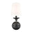 Millennium Delvona 1 Light 15.375" Wall Sconce, Black/White Cotton - 4381-MB