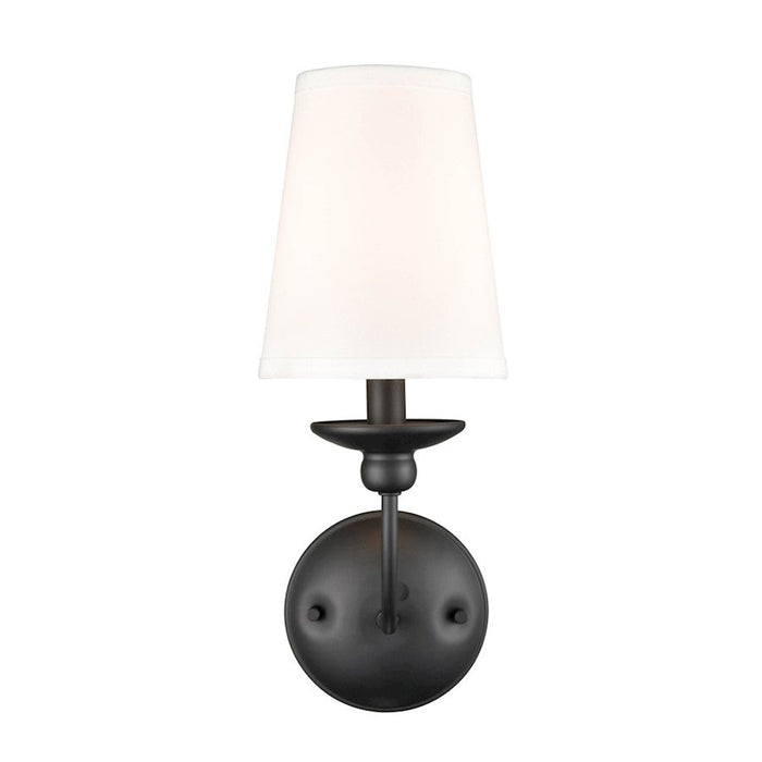 Millennium Delvona 1 Light 15.375" Wall Sconce, Black/White Cotton