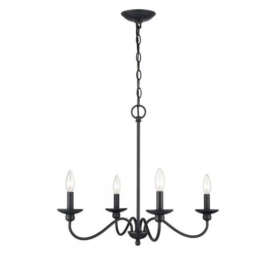 Millennium Delvona 4 Light 20.125" Chandelier, Matte Black - 4384-MB