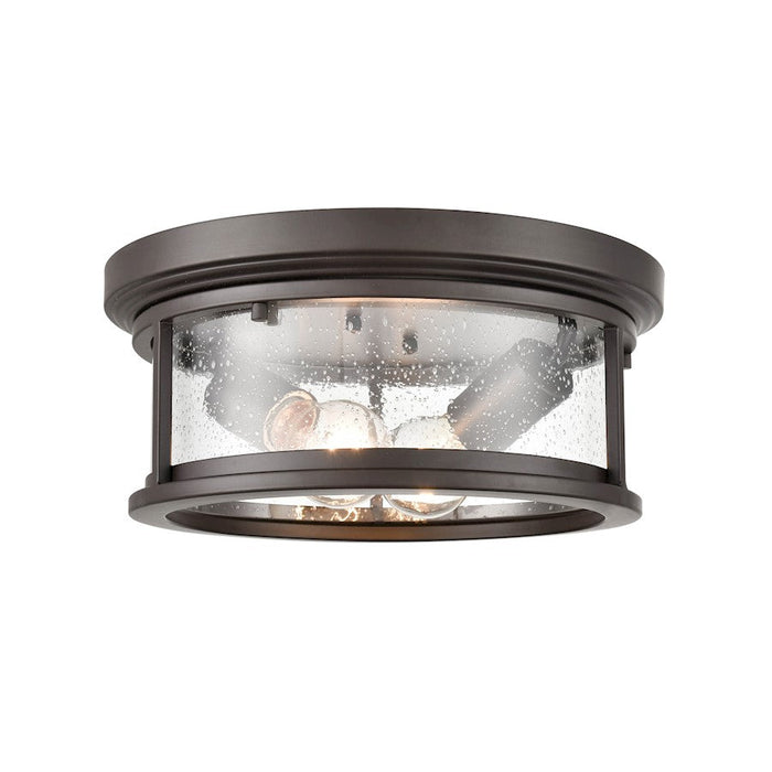 Millennium Bresley 2 Light Outdoor Flush Mount, Bronze/Clear Seeded