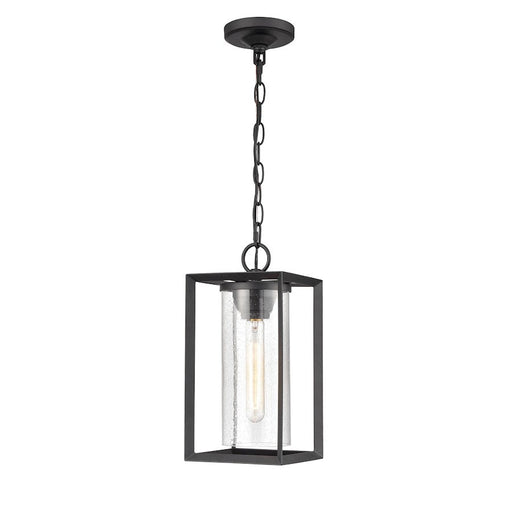 Millennium Wheatland 1 Lt Outdoor Hanging Lantern, Black/Seeded - 4571-PBK