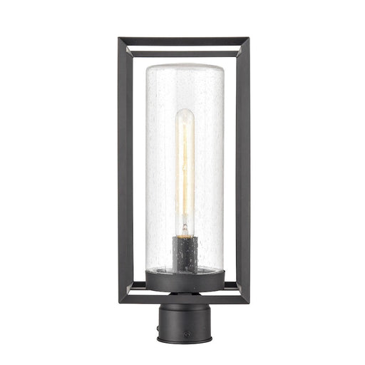 Millennium Wheatland 1 Light Outdoor Post Lantern, Black/Clear Seeded - 4581-PBK