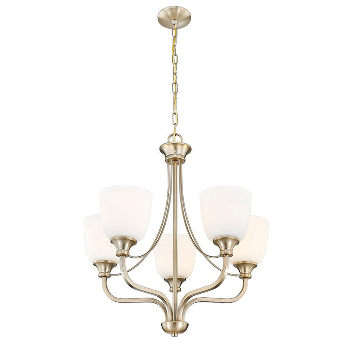 Millennium Lighting Alberta 5 Light Chandelier, Modern Gold/White - 492005-MG