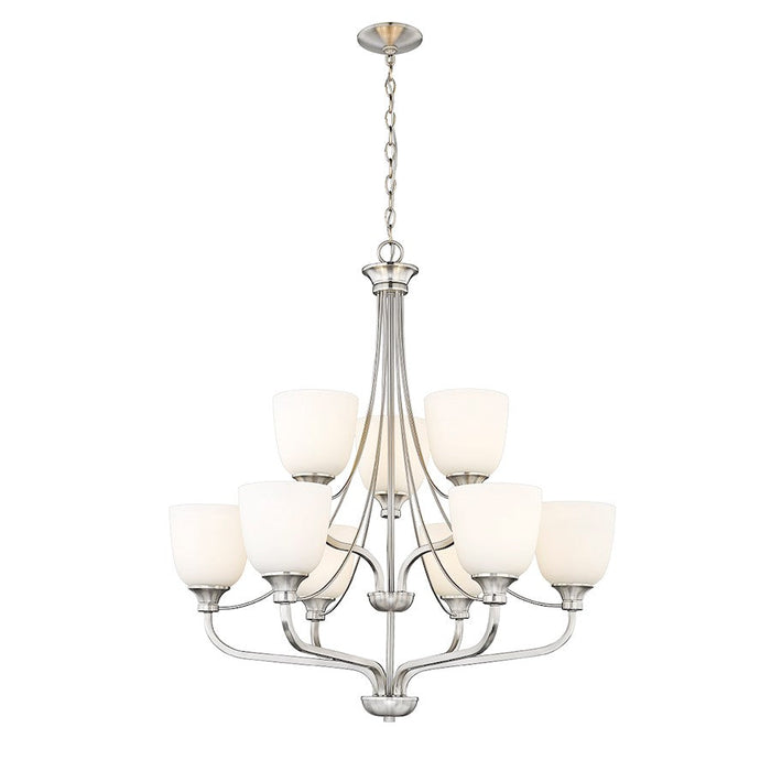 Millennium Lighting Alberta 9 Light Chandelier, Brushed Nickel/White - 492009-BN