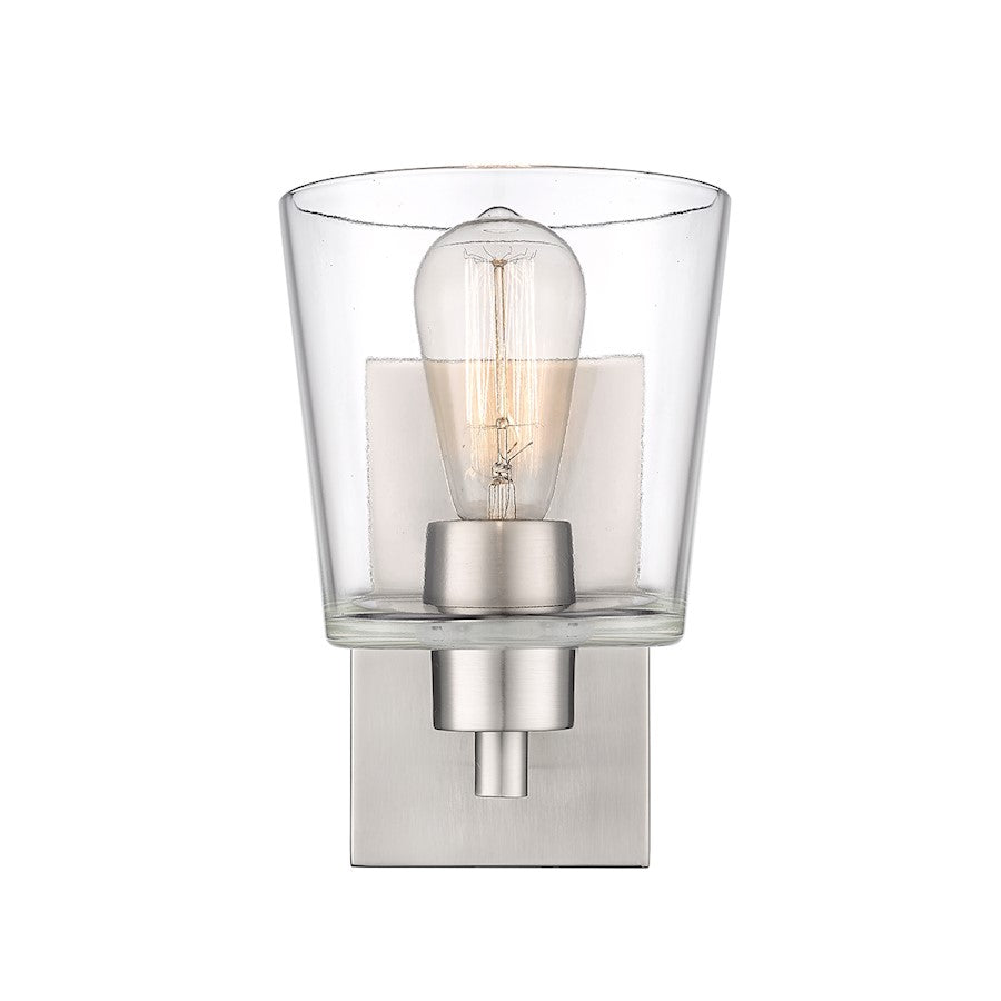 Millennium Lighting Evalon 1 Light Wall Sconce, Brushed Nickel/Clear - 496001-BN