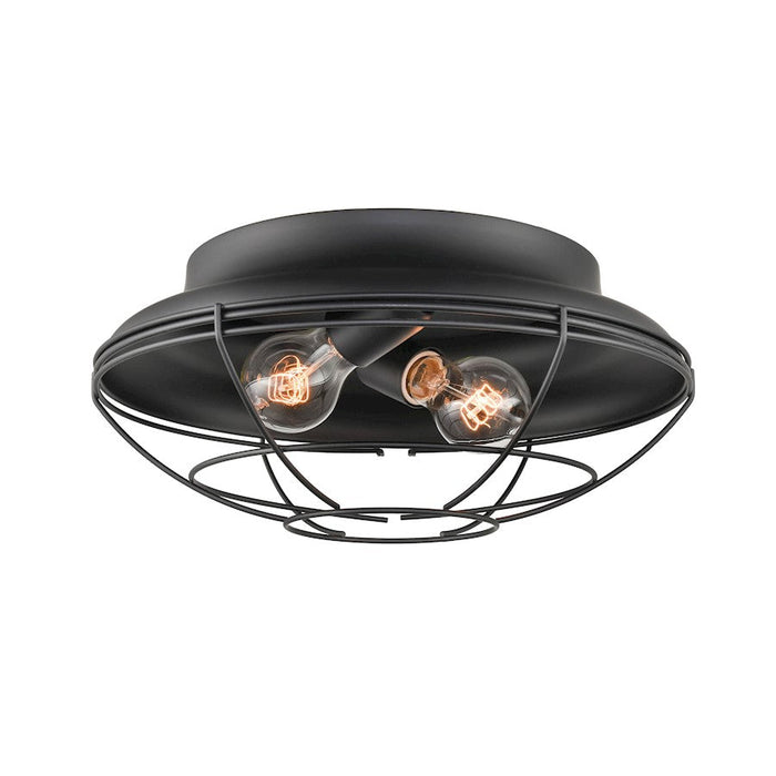 Millennium Lighting 2 Light Outdoor Flush Mount, Matte Black