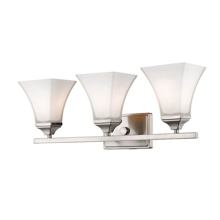 Millennium Lighting 3 Light Vanity 633, Brushed Nickel/Etched White - 633-BN