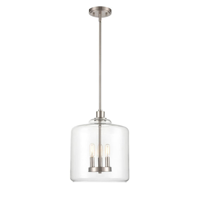 Millennium Lighting Asheville 3 Light Pendant, Satin Nickel/Clear - 6933-SN