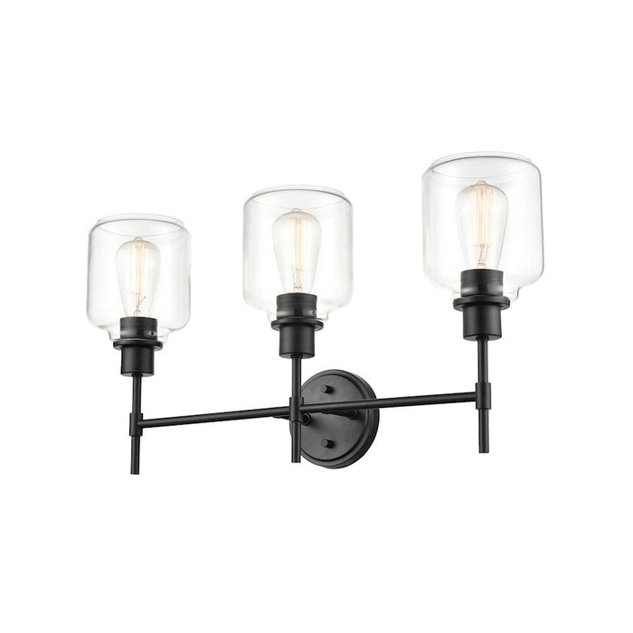 Millennium Lighting Asheville 3 Light Vanity Light, Matte Black/Clear - 6943-MB