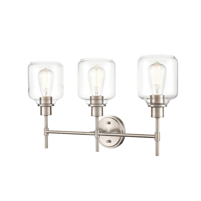 Millennium Lighting Asheville 3 Light Vanity Light, Satin Nickel/Clear - 6943-SN