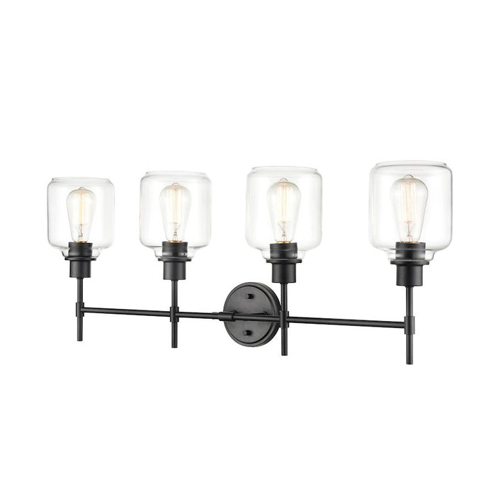 Millennium Lighting Asheville 4 Light Vanity, Matte Black/Clear - 6944-MB