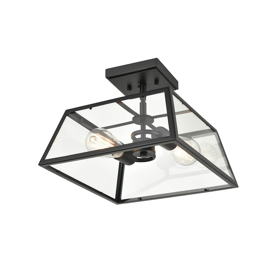 Millennium Lighting Grant 2 Light Outdoor Lantern, PC Black/Clear - 8022-PBK