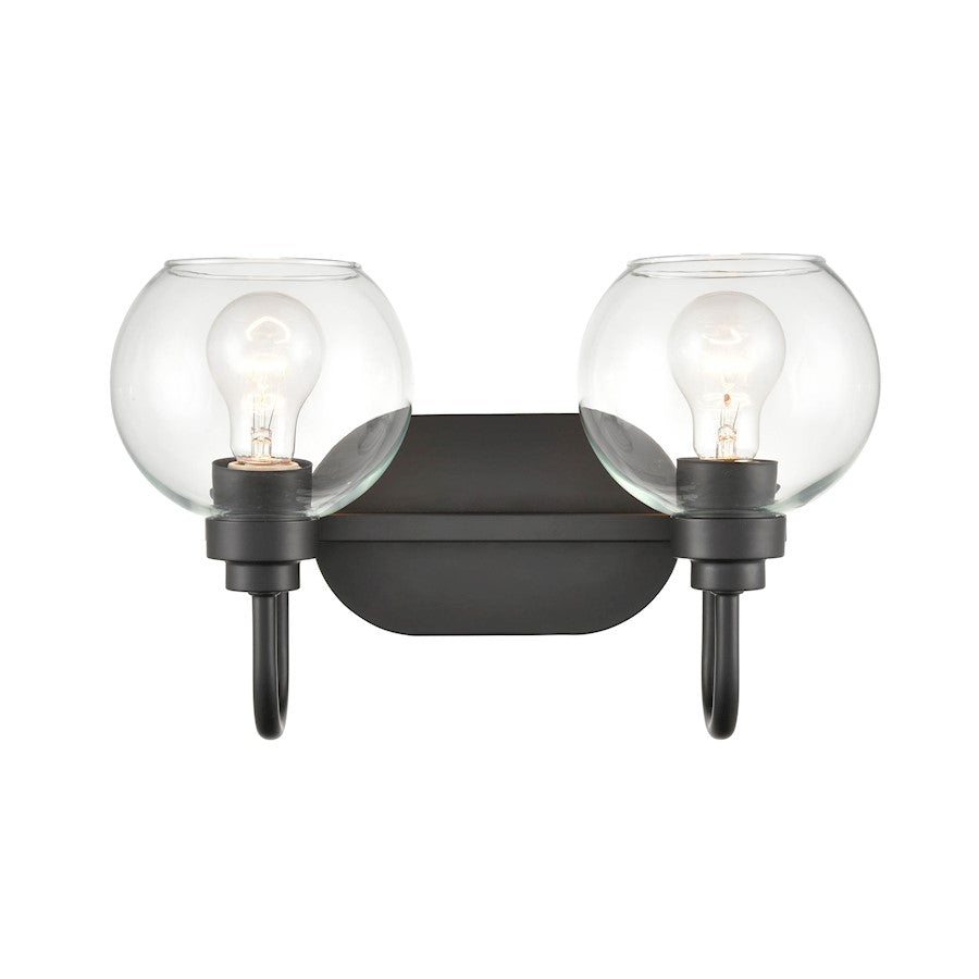 Millennium Lighting 2 Light Vanity, Matte Black/Clear - 91202-MB