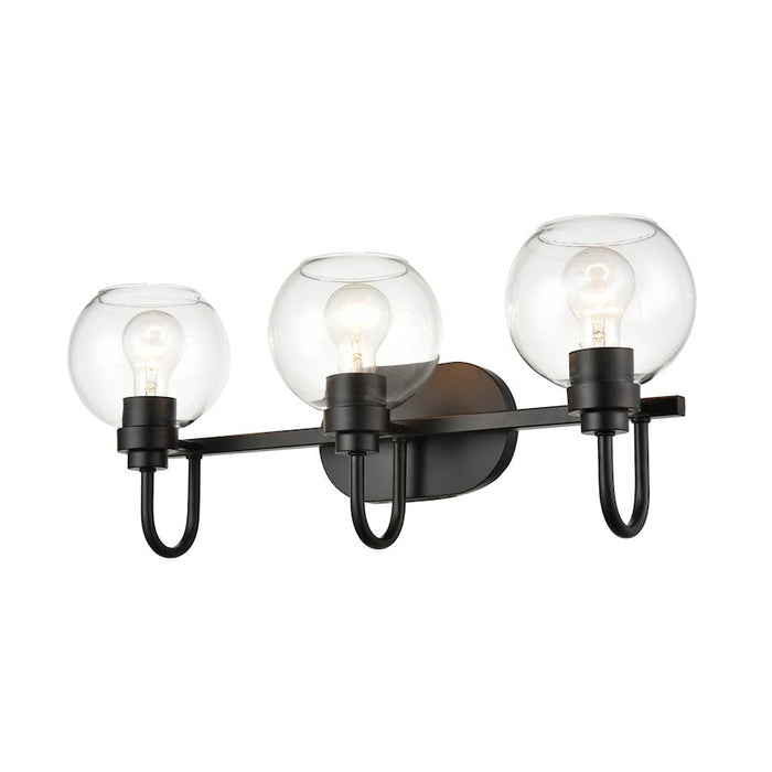 Millennium Lighting 3 Light Vanity, Matte Black/Clear - 91203-MB