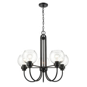 Millennium Lighting 5 Light Chandelier Ceiling Light, Black/Clear - 91205-MB