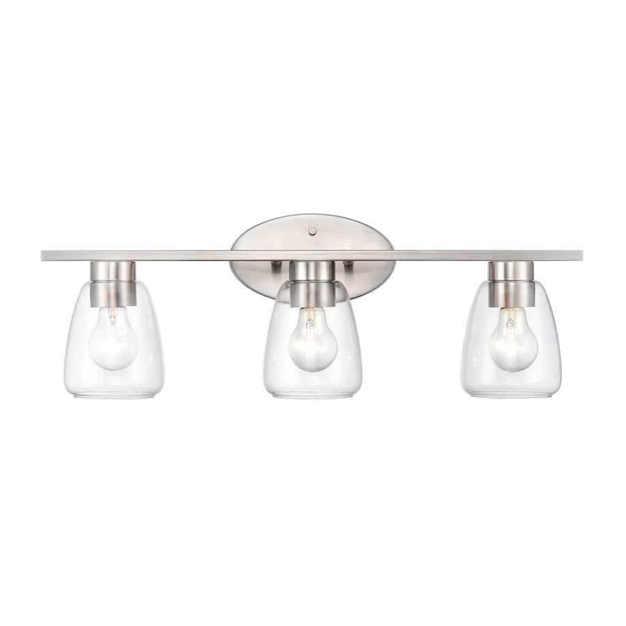 Millennium Lighting 3 Light 9.5" Vanity Light, Brushed Nickel/Clear - 9363-BN