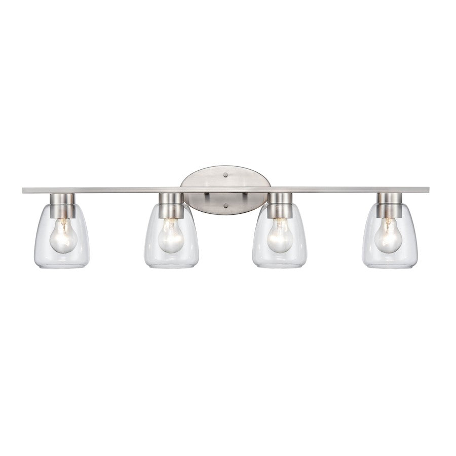 Millennium Lighting 4 Light 9.5" Vanity Light, Brushed Nickel/Clear - 9364-BN