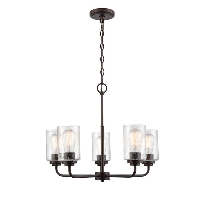 Millennium Lighting Moven 5 Light Chandelier, Bronze/Clear Seeded - 9605-RBZ