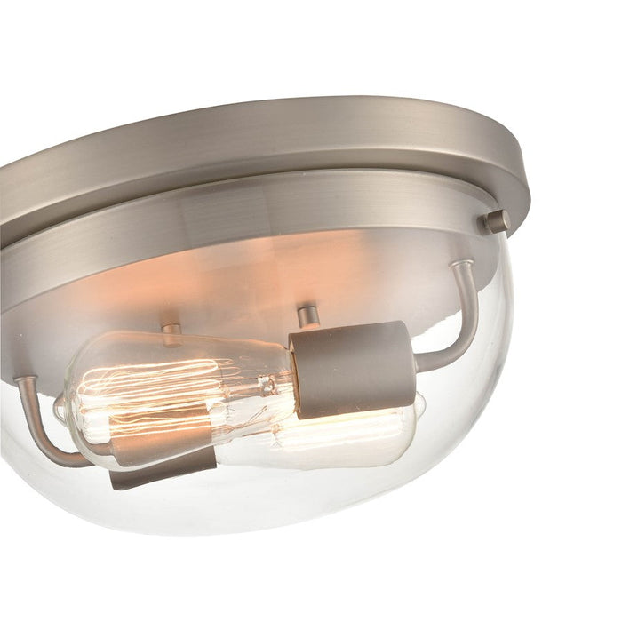 Millennium Ashford 2 Light 6" Flush Mount, Satin Nickel/Clear