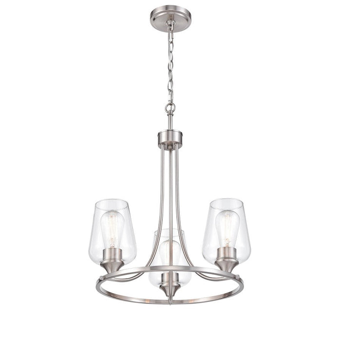 Millennium Lighting Ashford 3 Light Chandelier, Brushed Nickel/Clear - 9723-BN