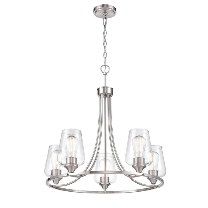 Millennium Lighting Ashford 5 Light Chandelier, Brushed Nickel/Clear - 9725-BN