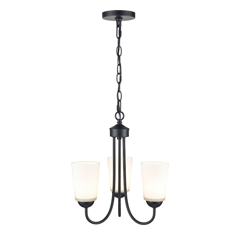 Millennium Lighting 3 Light Chandelier, Matte Black/Clear Seeded - 9803-MB