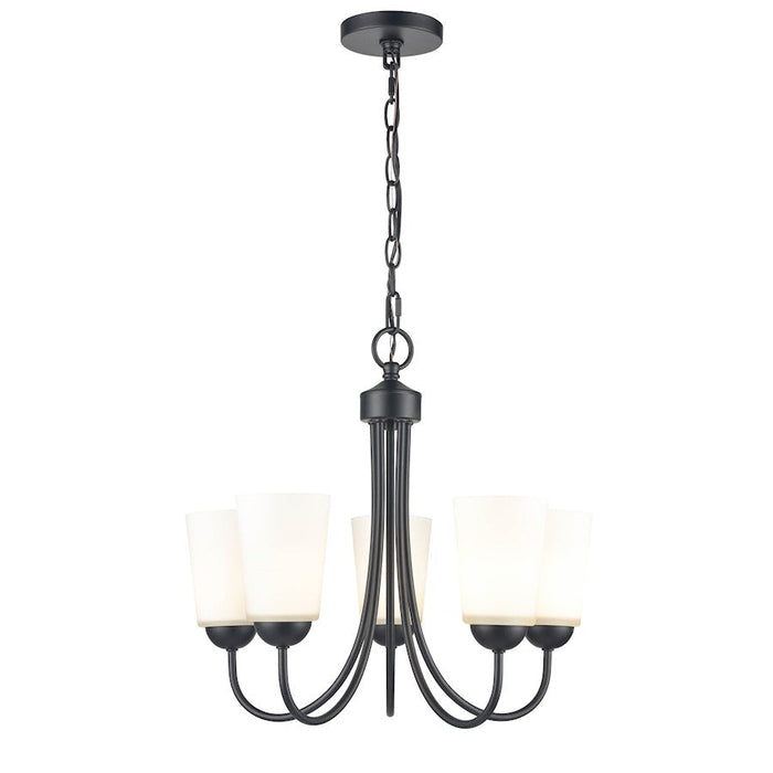 Millennium Lighting 5 Light Chandelier, Matte Black/Clear Seeded - 9805-MB