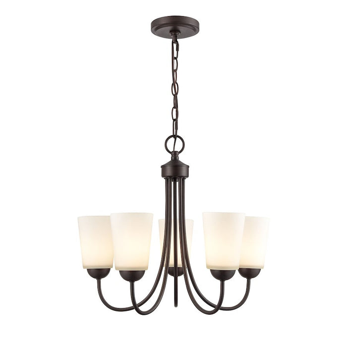 Millennium Lighting Ivey Lake 5 Light Chandelier, Bronze/Etched White - 9805-RBZ