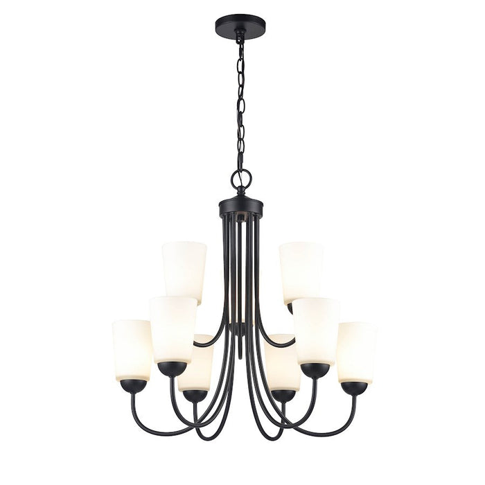 Millennium Lighting 9 Light 23.25" Chandelier, Black/Clear Seeded - 9809-MB