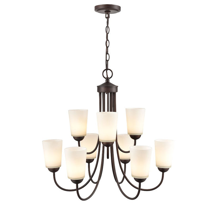 Millennium Lighting Ivey Lake 9 Light Chandelier, Bronze/Etched White - 9809-RBZ