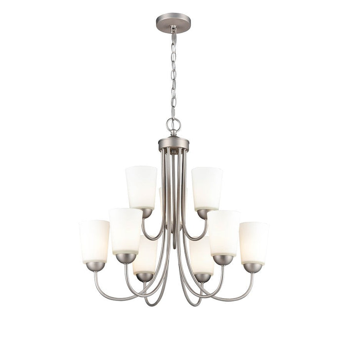 Millennium Lighting 9 Light Chandelier, Satin Nickel/Clear Seeded - 9809-SN