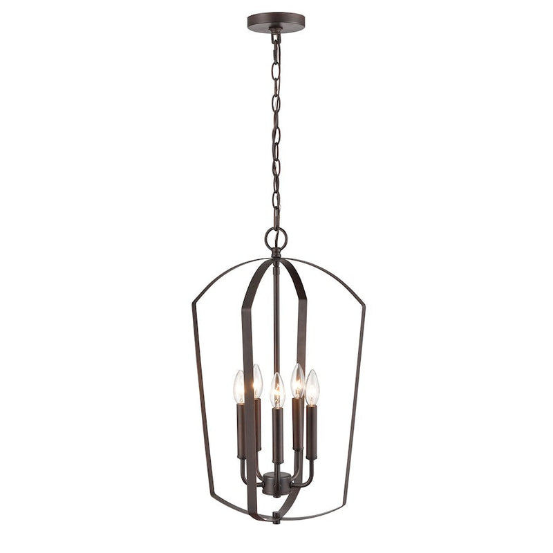Millennium Lighting Ivey Lake 5 Light Pendant, Bronze/Etched White
