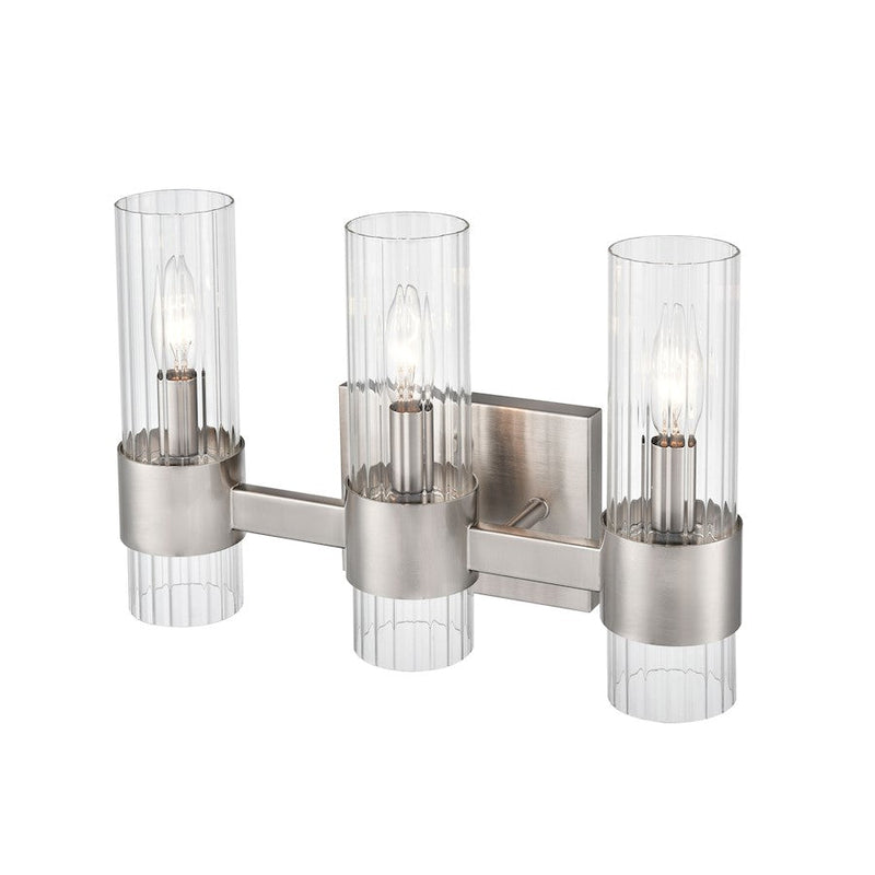 Millennium Lighting Caberton 3 Light Vanity, Nickel/Clear Beveled