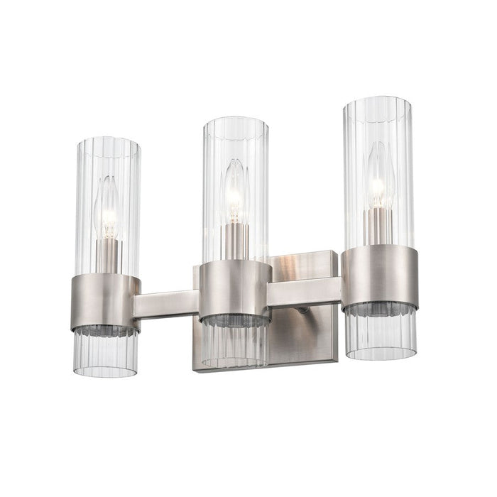 Millennium Lighting Caberton 3 Light Vanity, Nickel/Clear Beveled