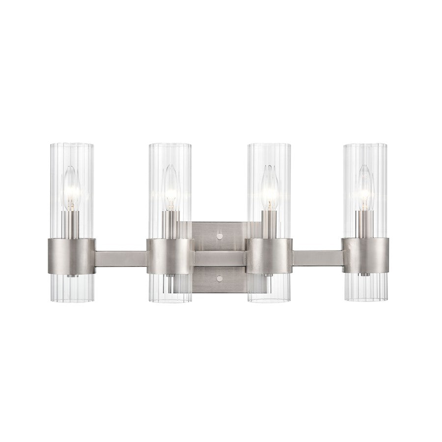 Millennium Lighting Caberton 4 Light Vanity, Nickel/Clear Beveled - 9964-BN