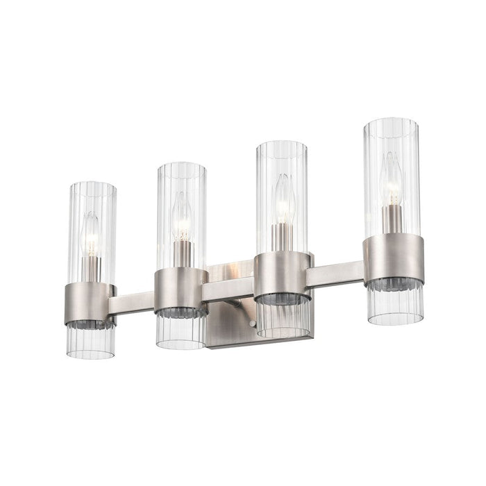 Millennium Lighting Caberton 4 Light Vanity, Nickel/Clear Beveled